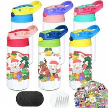 6 PACK  Sublimation Tumblers, 12oz Blank Sippy Cups, Stainless Steel Sublimation Water Bottle Blanks For DIY Heat Press Print Crafting Gift (6pack) - Bộ 6 cái - Xem 1