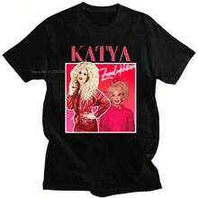 Katya Zamolodchikova Retro Wild Harajuku Fun T-Shirt Summer Short-Sleeved Loose Casual WomanTshirt Oversized Cotton Tees - 黑色 - 查看 1