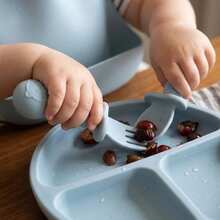 Set Alimentación Bebé Silicona 8 Pzs Plato Antideslizante Babero - Celeste - Ver 6