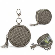 1pc PU Leather Pacifier Case With Tassel, Keychain & Coin Pouch, Attachable To Diaper Bag - Multicolor - View 1