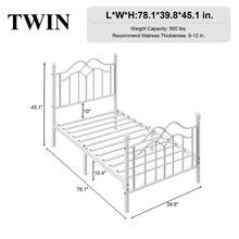 E-MOTIE Metal Twin/Full/Queen Bed Frame With Headboard And Footboard, Modern Platform Bed Frame Support Up To 1000LBS, Under Bed Storage, No Box Spring Needed, Easy Assembly, Black/White - White - View 11
