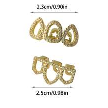 一套时尚锆石水滴格纹三合一牙套，男女通用，适合日常、节日、派对佩戴 - 彩色 - 查看 3