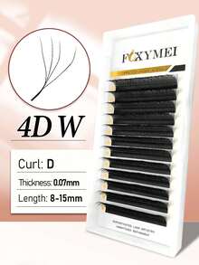 FOXYMEI 1800片新款W型睫毛 C/D卷度 W型睫毛嫁接 3D/4D/5D 手工制作 自然假睫毛 8-15mm 预卷扇形睫毛 0.07mm厚度 柔软 自动绽放 沙龙级睫毛 - 黑色 - 查看 59