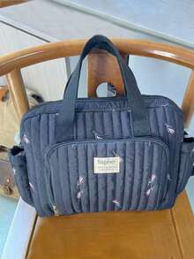 Floral Quilted Multi-Function Shoulder Diaper Bag, Large Capacity Mommy Tote Handbag With Side Pockets, Convenient For Travel With Baby Carriage - Multicolor - View 15