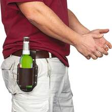 Classic Leather Waist Drink Holder - Ideal Gift For Dads And Boyfriends, Perfect For Beer & Drinks On Adventures - 黑色 - 查看 6