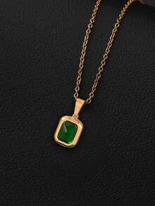 1 件时尚流行男士宝石几何图案迷人铜项链，适用于珠宝礼品和时尚外观、时尚配饰、感恩节、圣诞节、新年、情人节节日礼物 - 項鍊 - 查看 5