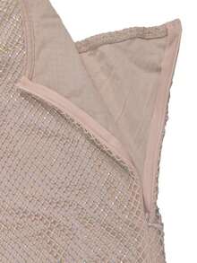 Deep V-Neck Bodycon Dress, High Waist Shiny Party Clubwear, Sexy Slit Fitted Dress For Women, Summer - Gold - View 8