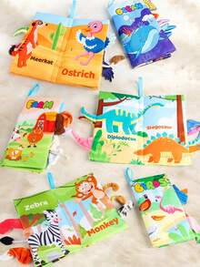 适合幼儿的动物尾巴布书，带发声纸，感官学习玩具，适合1岁以上宝宝，柔软的布书玩具，送给男宝宝和女宝宝的礼物 - 彩色 - 查看 4