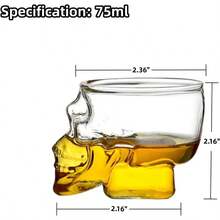 Glass Novelty Skull Shot Glass Whiskey Halloween Skull Glass Wine Glass Decorative Halloween Drinkware Vodka, And Cocktail Holiday Gifts - 2.6 Oz, Set Of 2 - 不保密 - 查看 3