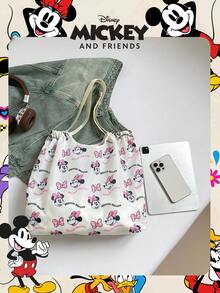 Disney 1 Pc Official Licensed Mickey Mouse Storage Bag Foldable Shopping Bag High-Capacity Tote Bag Drawstring Shoulder Bag Lightweight Handbag Official Licensed - Verifiable For Lady/Girls/Women Perfect For Daily/Shopping/Going Out - Multicolor - View 5