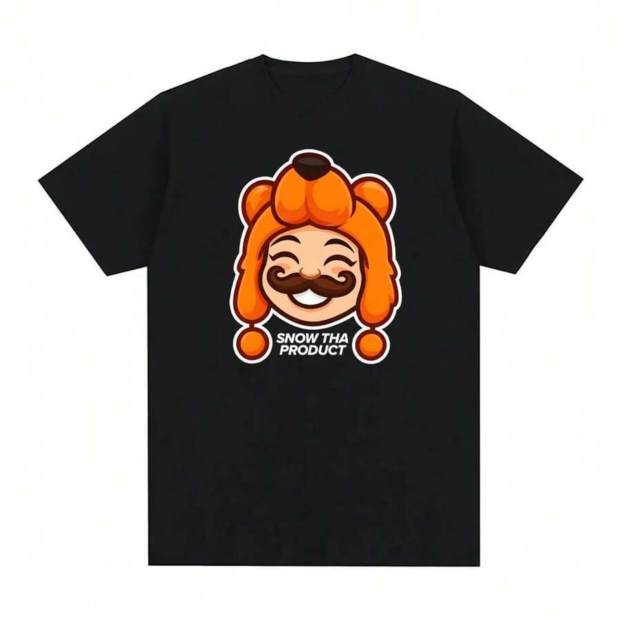 CAMISETA DE CUMPLEAÑOS SNOW THA PRODUCT 2025 Nuevo Estilo Impresión Gráfica TEE 100% algodón Cómoda Alta Calidad Camisetas Suaves de Cuello Redondo de Dibujos Animados - Negro - Ver 1