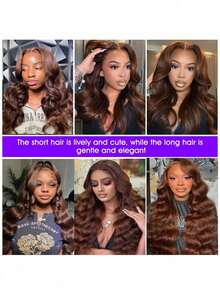 ZHENDEFA 360 Degree Full Lace Frontal Wig, Pre-Trimmed Wavy Hair, #4 Brown Lace Front Wig, 200 Density High Definition Transparent 360 Degree Lace Frontal Wig For Women - S4 - View 9