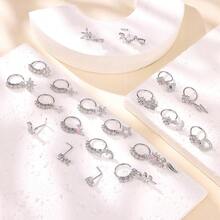 NICEIGHT 20Pcs 20G 316L Stainless Steel Dangle Nose Ring For Women Men L Shaped Dangling Nose Stud Cute Heart Moon Star Nose Hoop Set CZ Flower Leaf Butterfly Dangle Nose Piercing Jewelry - Bạc - Xem 3