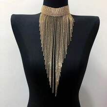 优雅奢华水晶流苏项链，时尚百搭配饰 - 金色 - 查看 2