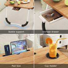 Lap Desk Bed Trays For Eating And Laptops Breakfast In Bed Tray For Sofa/Couch/Study/Reading/Writing With Cup Holder/Drawer On Low Sitting Floor Large Portable Foldable - Walnut - View 7
