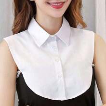 1pcs Ladies Removable Striped Shirt Collar, Pointed Fake Collar With Modest Decoration, Casual Polyester Knitted Accessories, Suitable For Spring, Autumn And Winter - White - View 9