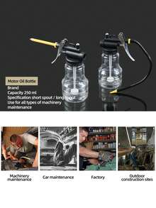 250ml Transparent Oil Bottle With Short/Long Nozzle, High Pressure Oiler, Oil Gun - A - View 10