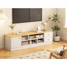 RWDSDWT Mueble para TV Blanco 140CM Mesa para TV Apta para Televisores de 50 Pulgadas o Menos Centro de Entretenimiento con Estantes Abiertos y Cajones 140 * 30 * 40CM - Blanco - Ver 4