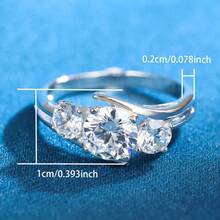 1pc S925 Sterling Silver Lab-Grown Gemstone Ring, Featuring 3 Lab-Grown Gemstones, Elegant & Luxurious, Suitable For Daily Commute, Gatherings, Parties, Music Festivals, Mother's Day Gift, Birthday Gift - Silver - View 2