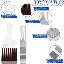 1pc Air Conditioner Fin Cleaning Brush, Condenser Coil Fin Cleaner, Stainless Steel Fin Duster Brush, AC Cleaning Tool - Finned Brush + Bristle Brush - View 3