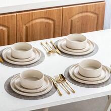 4/6 Serving Plates And Bowls Set, Blue/ White/ Black/ Turquoise/ Cream Tableware Set, Bowl Set, Dinner Plate Set, Dessert Plate Set, Porcelain Tableware Set Plate, Bowls, Cutlery Set, Dishwasher And Microwave Safe, Handmade, for Home, Restaurant - Weiß - 6-teilig (20,32 cm) - Übersicht 5