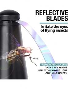 DeTODO Ventilador repelente de moscas y asesino de mosquitos multifuncional para exteriores - Funciona con batería, atrapa bichos de cocina automático - Negro - Ver 7