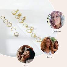 Hoop Nose Rings For Women Nose Piercings 20G Stainless Steel Nose Rings Hoops Heart Butterfly Flower Bow Teardrop Double Nose Hoops Gold Plated Silver Pink Clear CZ Nose Piercing Jewelry - 鍍金透明鼻環 - 查看 3