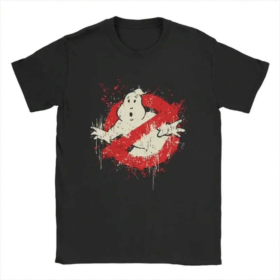 Camiseta clásica con estampado de la película Ghostbusters, camiseta de manga corta suelta, camiseta Harajuku para mujeres, ropa vintage Y2K - Negro - Ver 1