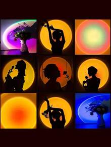16 Color Mini Remote Control Sunset Projection Lamp, Ins Style Home Atmosphere Light To Create Dreamy Sunset Bedroom Decor Light, Suitable For Photography, Selfie, Party, Home, Living Room, Bedroom Decoration - Multicolor - View 2