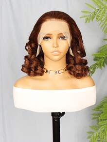 Blended Hair Is Made From Human Hair Mixed With Synthetic Fibers And Protein Filaments Short Body Wave Wig Glueless Short Wavy Bob Wigs 13x4 Frontal Lace Side Part Loose Wave Wigs For Women Shoulder Length Curly Synthetic Wig Lace Part Hair 180% Density - S4 - View 3