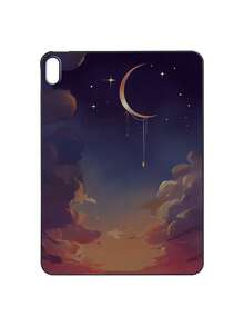 斋月氛围浪漫星空磨砂iPad保护壳，浪漫星空，文学疗愈风格磨砂iPad保护壳，渐变夜空，新月星辰图案iPad保护壳 - 黑色 - 查看 24