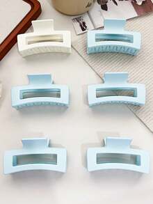 6-Piece Wedding Season Spring And Summer Bride Headwear Fresh Light Blue Matte Medium-Sized Square Hair Claw Simple And Versatile Updo Hair Accessory Women Hair Accessories Elegant Claw Clip Fashion Hair Clips Fashion Hair Clutch - Blue Color - View 6