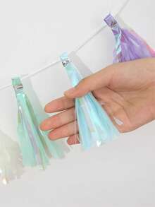 1 Peça Guirlanda de Borlas Macias - Flâmula de Borlas Multicoloridas (12 Borlas de Papel), Sem Necessidade de DIY, Adequada para Aniversário, Chá de Bebê, Cenário de Fotos e Decoração Suave de Festa, Suprimentos para Festa de Páscoa - Multicolorido - Visão 4