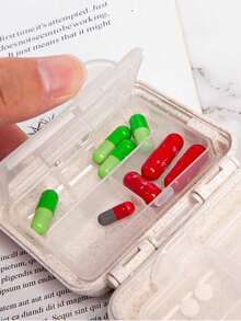 Mini 6-Fach tragbare Medikamentbox, Medikament Aufbewahrungsbox, Reise Pillenbox, Muster mit "Meine Medikamenttasche" und Pillen Mustern, 6-Fach kleine Medikamentbox, versiegelte Pillen Aufbewahrungsbox, 6-Tage Wochenaufbewahrungsbox, erste Reise Pillenaufbewahrungsbox, tägliche Vitamin Pillenbox, Taschen Medikamentbox Aufbewahrungsbox, Charm Aufbewahrungsbox, Unerlässlich für Familien, Unerlässlich für Reisen - Verschiedenfarbig - Übersicht 4