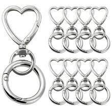 8pcs Heart Shaped Keychain Hooks, Metal Heart Rotating Spring Clip Keychain Hooks For DIY Creative Keychains, Cute Keychain Clips For Wristlet, Card Holders And Photo Keychains - Heart-shaped Buckle + Spring Ring - View 17