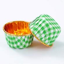 LIFETALK 50个金色镶边圆形纸杯蛋糕衬垫，一次性耐热烘焙松饼杯 - 彩色 - 查看 19