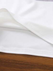 2pcs Boys' Simple Yet Fashionable Short Sleeve Crew Neck T-Shirts, White Base With Blue Gray And White Base With Black Brown, Suitable For Everyday Wear, Park, Outdoor, Back To School - Blue and White - View 7