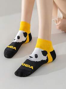 1/5 pary damskich krótkich skarpetek z motywem pandy, miękkie skarpetki do kostki, odpowiednie na wiosnę i jesień, uniwersalne, wygodny materiał, modne, odpowiednie do uprawiania sportu, modne, niezbędne do codziennego stroju, odpowiednie na zewnątrz i wewnątrz, proste i ciekawe skarpetki, idealne na prezent świąteczny, idealne na sesje zdjęciowe - Wielokolorowe - Zobacz 4