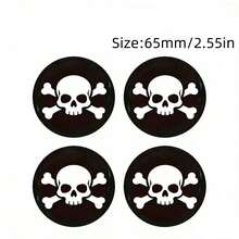 4pcs Car Center Wheel Hub Cap Bone Skull Head Badge Emblem Stickers, Funny Car Decals - 4pcs - View 3