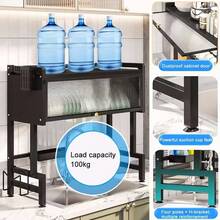 HanTai Over The Sink Dish Drainer Drying Rack 3 Tier Over Sink Dish Rack For A Tidy Kitchen Sink Shelf Organized Space-Saving Dish Rack With Cover For Dishes, Glasses, Bowls, And Cutlery - 黑色 - 查看 6
