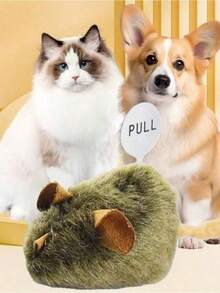 1 pieza Juguete de peluche realista con ratón inteligente que emite sonidos y vibra la cola, adecuado para gatos, sin batería - Multicolor - Ver 7