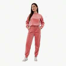 Women's Long Sleeve Velvet Set Plus Size With Pockets HF-CON-050 - Ikan Salmon Merah Muda - View 2