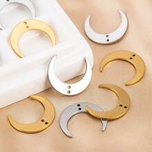 5pcs Stainless Steel Crescent Moon Pendant Charms, Double Hole, Suitable For DIY Necklace And Earring Making - Pendants - View 5