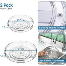 2 Pack Lazy Susan Cabinet Organizer, Plastic Rotating Round Turntable For Pantry - Transparent - View 10