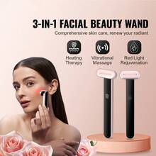 Red Light Therapy Wand For Face, 7-Color LED Facial Wand Red Light Therapy Device With Heatig Therapy| Microcurrent Vibrating Massage, Portable LED Beauty Wand For Face, Neck - Black - View 2