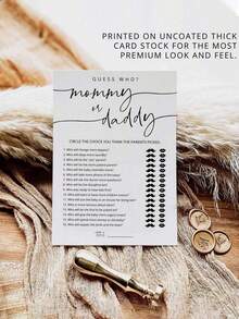 24张猜猜谁是爸爸妈妈游戏卡，婴儿趣味问答，男女通用婴儿派对游戏，简约设计 - 彩色 - 查看 6