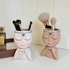 1个简约心形女孩摆件，适用于化妆刷、笔筒、桌面收纳、家居/办公装饰 - 彩色 - 查看 8