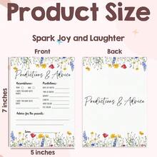 Wildflowers Theme BabyShower Game Cards Predictions & Advice Game Cards - BabyShower Funny Activity Unisex Gender Reveal Supplies - Multicolor - View 4