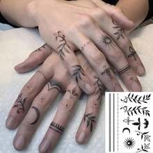 1 ورقة وشم مؤقت بتصميم قلادة هانا Y2K للنساء والرجال والبالغين على اليدين والأصابع والقدم والرقبة والترقوة والخصر والساقين والكتف والكاحل والساعد والساق والذراع، وشم شبه دائم مقاوم للماء وطويل الأمد وواقعي - الأسود - مشاهدة 2