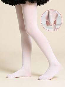 1pc Children's White Stirrup Tights, Breathable Ballet Socks For Girls - White - View 10